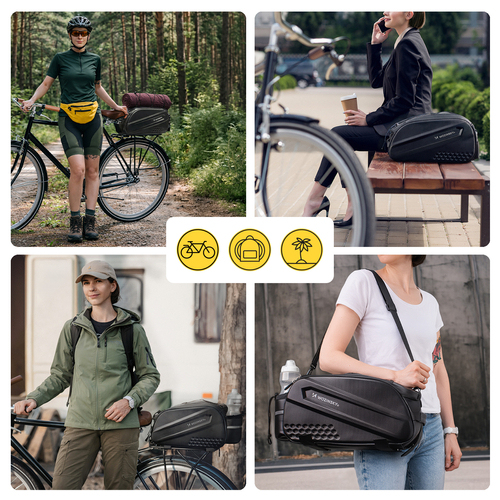 Miniatyrbillede 6 af 8: Wozinsky 5907769384905 cykeltaske & kurv Bagside 14 L Polyester, Polyurethan, EVA (ethylenvinylacetat) Sort