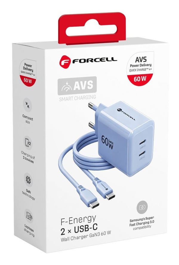 Forcell VT-60 Matkapuhelin, Tabletti, Kannettava tietokone Sininen AC Pikalataus Sisätila