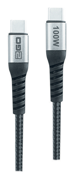 2GO 797511 USB-kabel USB 2.0 2 m USB C 0,48 Gbit/sek. 100 W Sort, Sølv