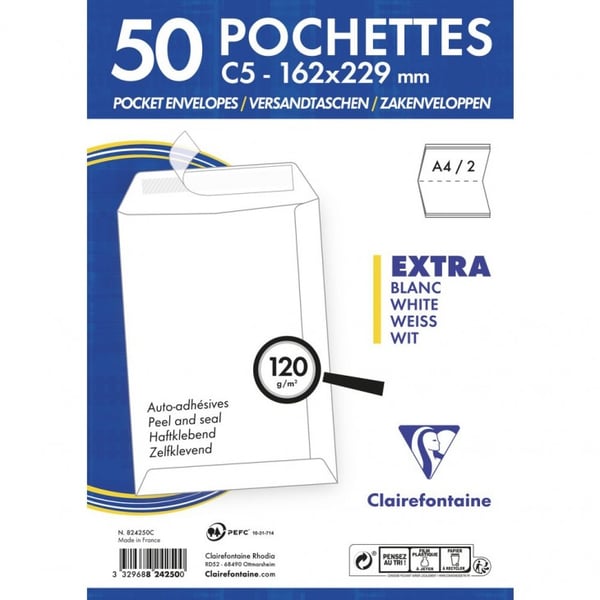Pikkukuva 2 / 3: Clairefontaine 824250C kirjekuori 1 kpl