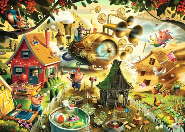 Miniatyrbillede 3 af 4: Ravensburger Look Out Little Pigs! Puslespil 1000 stk Fe