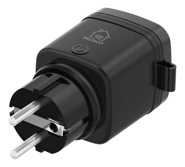 Deltaco Udendørs strømafbryder, WiFi 2,4GHz, IP44, 13A, timer, 1xCEE 7/3, 220-240V, sort/grøn