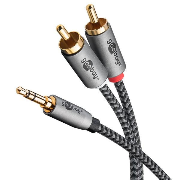 Pikkukuva 11 / 11: Goobay 65284 audiokaapeli 0,5 m 3.5mm 2 x RCA Musta, Hopea