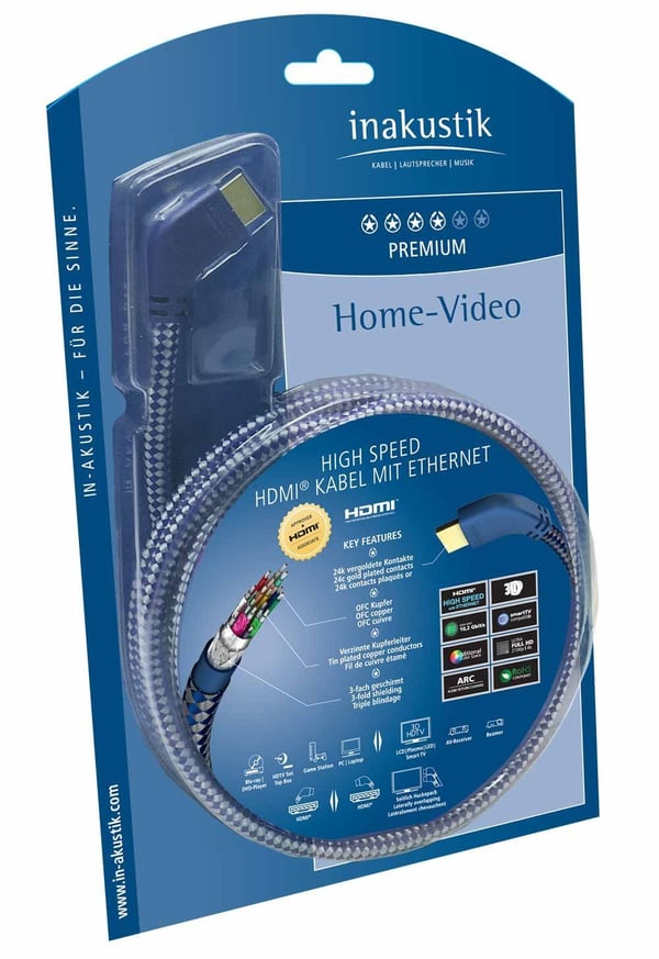 Miniatyrbillede 5 af 5: Inakustik 0042502 HDMI-kabel 2 m HDMI Type A (Standard) Blå, Sølv
