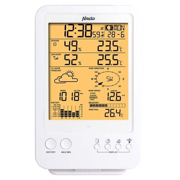 Miniatyrbillede 19 af 20: Alecto WS-4800 digital vejrstation Hvid LCD Batteri