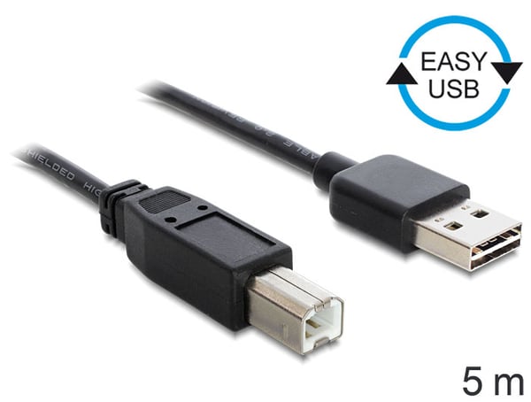 DeLOCK 85553 USB-kabel USB 2.0 5 m USB A USB B 0,48 Gbit/sek. Sort