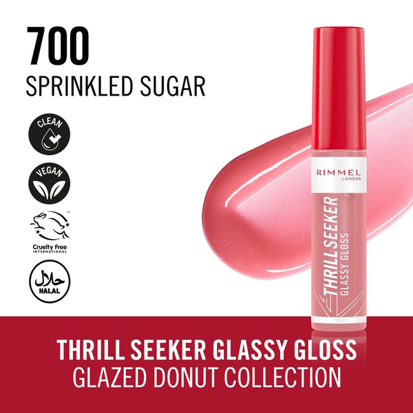 Miniatyrbild 4 av 10: Rimmel Thrill Seeker Glassy Gloss läppglans 700 Sprinkled Sugar