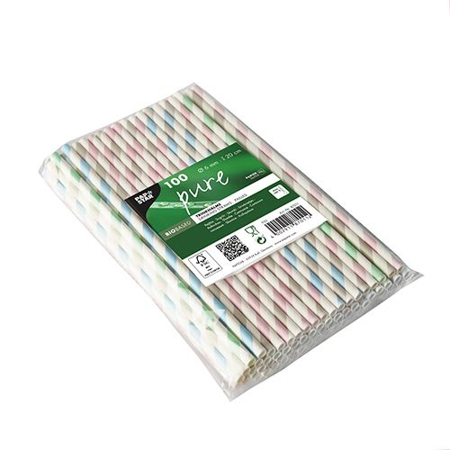 Papstar 87011 engångssugrör 100 styck Blandade färger