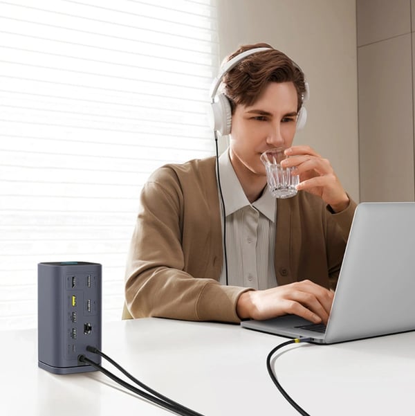 Pikkukuva 5 / 9: Baseus B00568101813-01 kannettavien tietokoneiden telakka ja porttitoistin Langallinen USB 3.2 Gen 1 (3.1 Gen 1) Type-C Harmaa