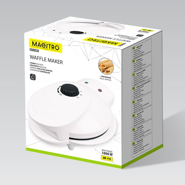 Maestro MR-715 vaffeljern 1 vaffel/vafler 1000 W Hvid