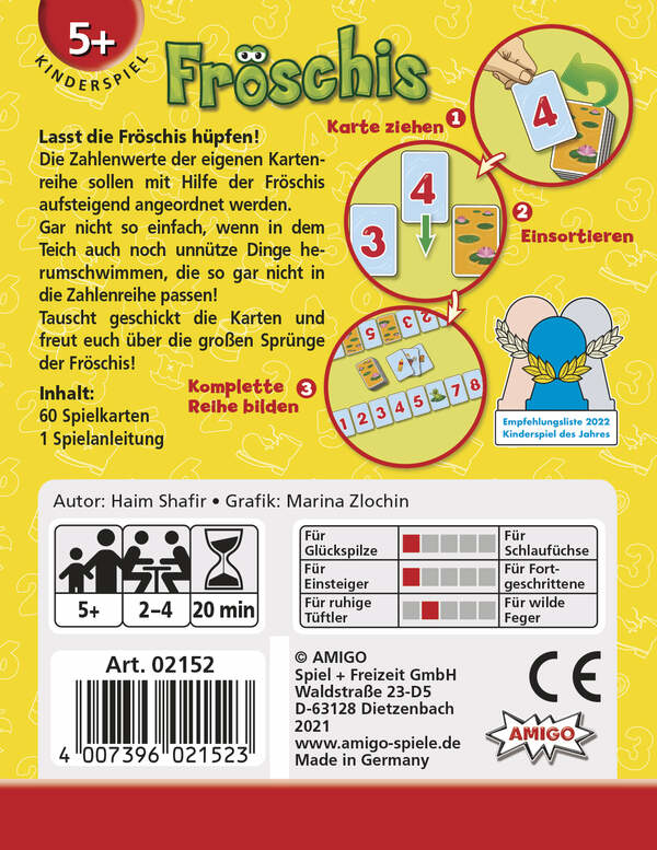 Amigo Fröschis 20 min. Kortspil Koncentration