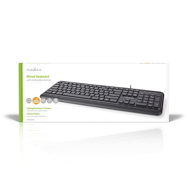 Nedis KBMU200BKUS tangentbord Kontor USB QWERTY Amerikanskt internationellt Svart