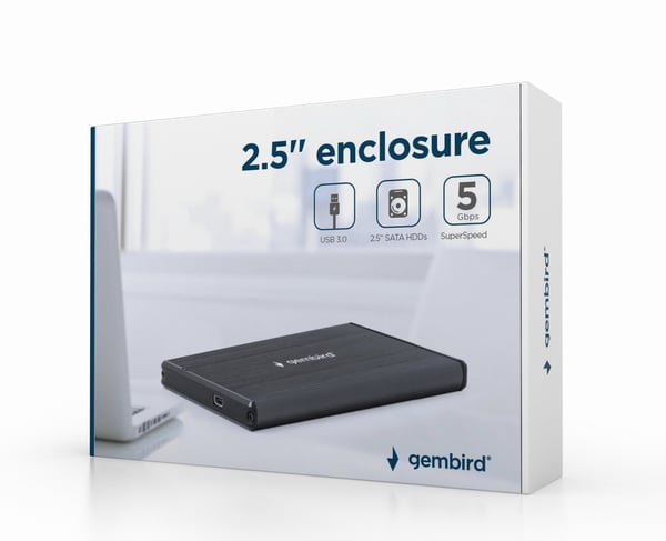Miniatyrbild 1 av 2: Gembird EE2-U3S-3 Hölje för lagringsenheter HDD-hölje Svart 2.5"