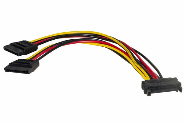 LINK LKADAT83 SATA-kabel 0,2 m SATA 15-stik 2 x SATA 15 stikben Sort, Rød, Gul