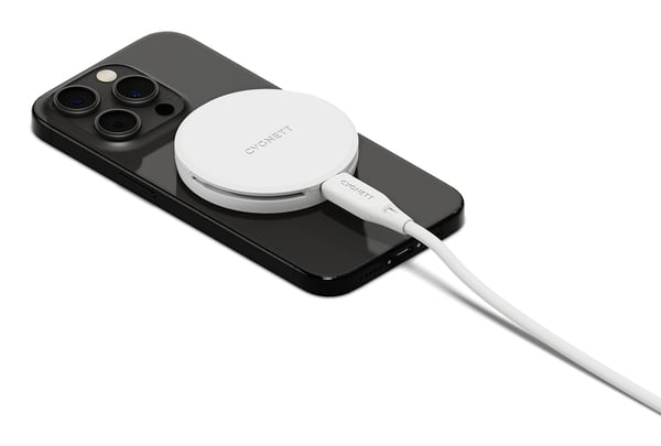 Miniatyrbillede 4 af 4: Cygnett ChargePuck Qi2.0 Hovedtelefoner, Smartphone Hvid USB Trådløs opladning Hurtig opladning Indendørs