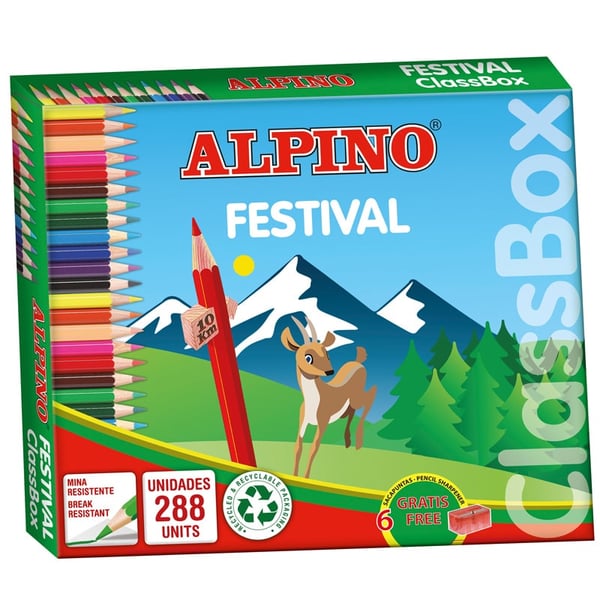 Miniatyrbillede 1 af 4: Alpino C0131992 farveblyant Beige, Sort, Blå, Brun, Grøn, Lyse Blå, Lysegrøn, Orange, Lyserød, Rød, Violet, Gul 288 stk