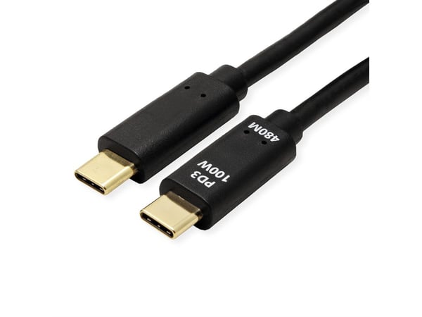 VALUE 11.99.8308 USB-kabel USB 2.0 1 m USB C 0,48 Gbit/sek. 100 W Sort