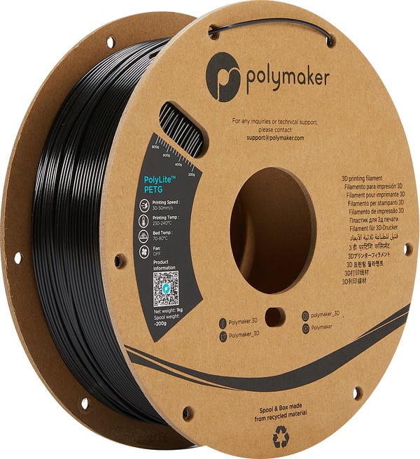 Miniatyrbillede 1 af 9: Polymaker PB01001 3D print materiale Polyethylenterephthalatglycol (PETG) Sort 1 kg