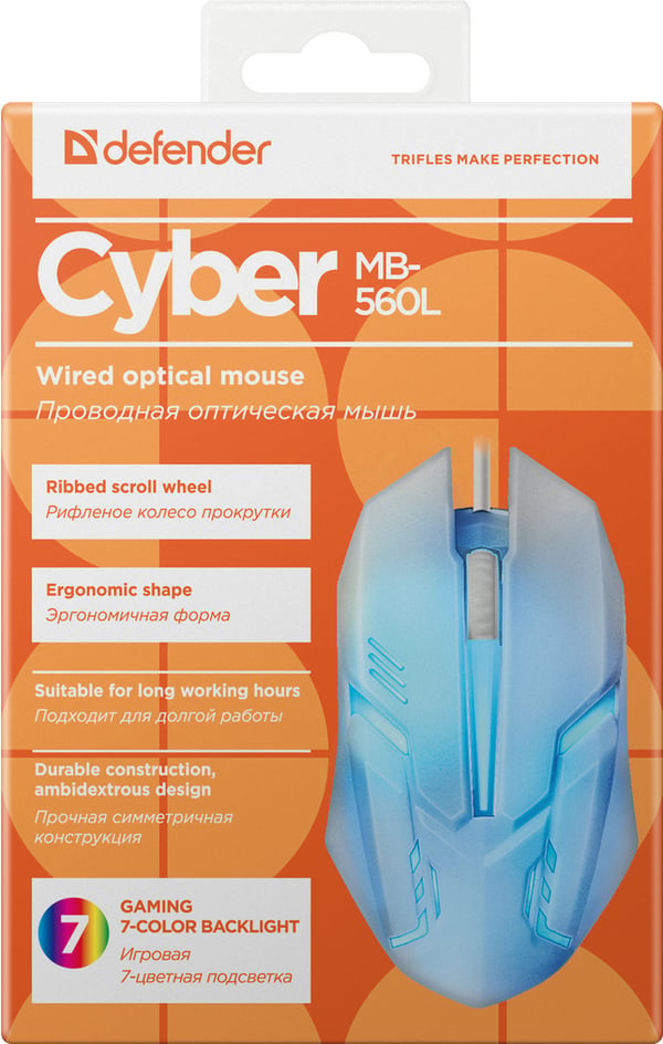Defender Сyber MB-560L mus Spil Ambidextrous USB Type-A Optisk 1200 dpi