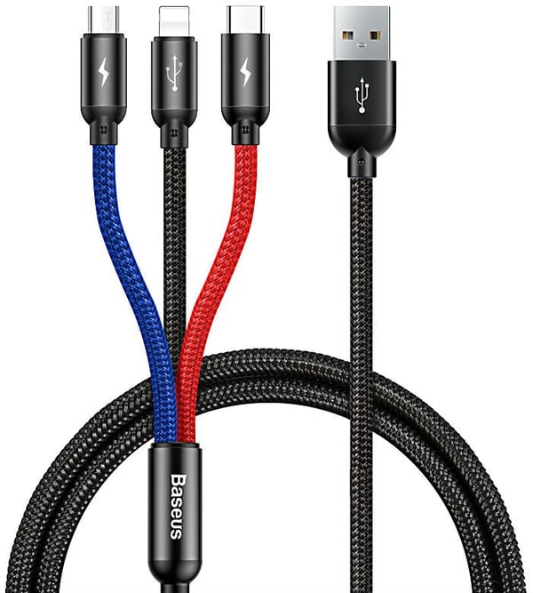 Pikkukuva 1 / 12: Baseus CAMLT-ASY01 USB-kaapeli 0,3 m USB A USB C/Micro USB A/Lightning Musta