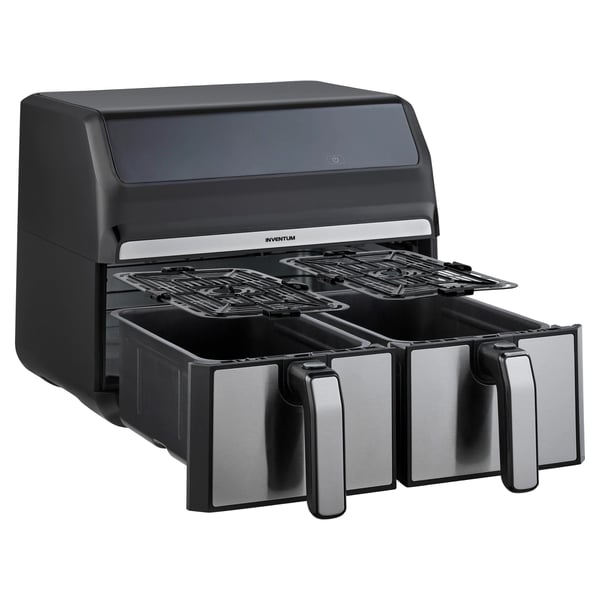 Inventum GF800HLD fritös Dubbel 8 l Fristående 1700 W Varmluftsfritös Svart, Rostfritt stål