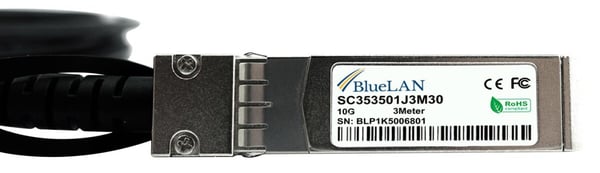 BlueOptics DAC-SFP-10G-3M-DE-BL InfiniBand og fiberoptisk kabel SFP+ Sort, Sølv
