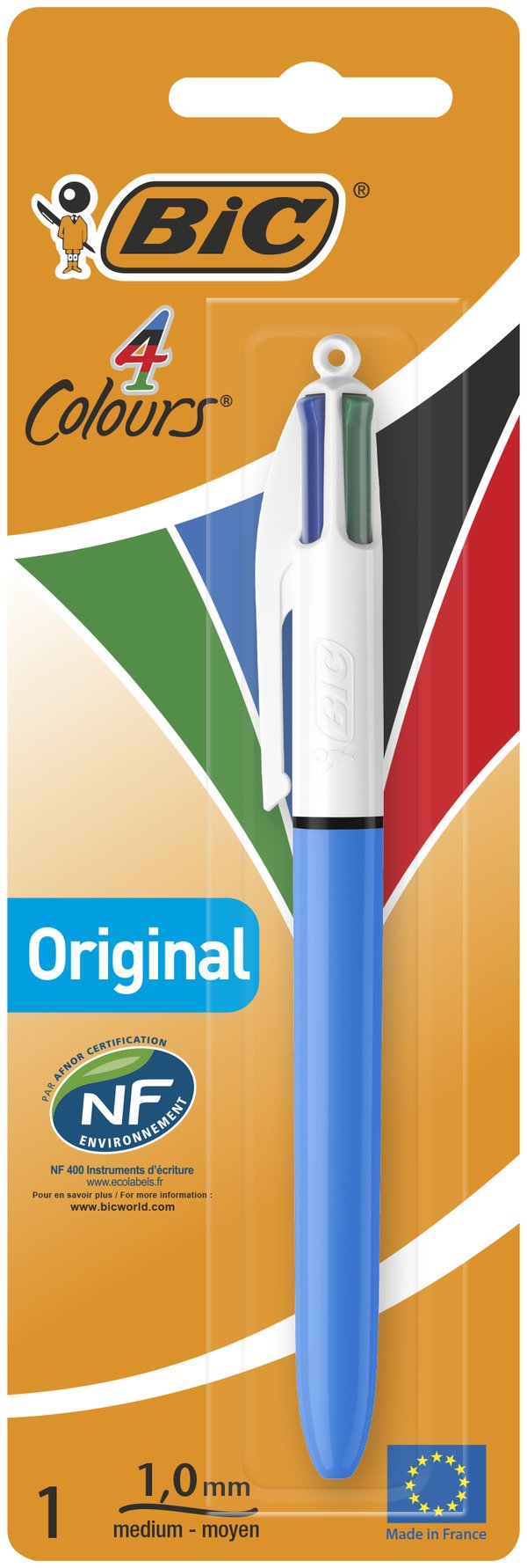 BIC 802077 Fastklämbar och indragbar penna Svart, Blå, Grön, Röd 1 styck