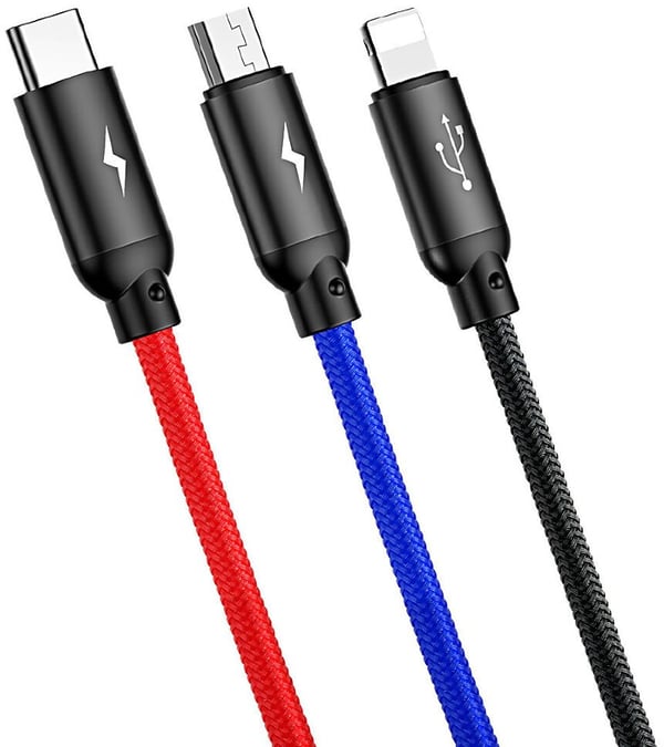 Pikkukuva 5 / 12: Baseus CAMLT-ASY01 USB-kaapeli 0,3 m USB A USB C/Micro USB A/Lightning Musta