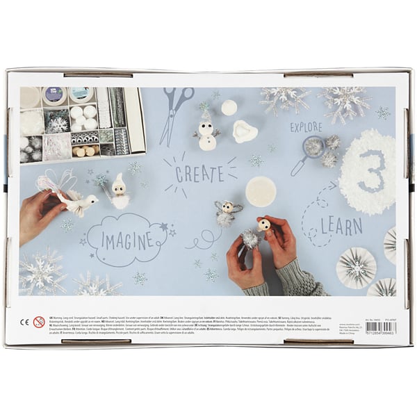 Creativ Company 54450 julepynt Specifik juleornament Ler, Papir, Polyskum, Polystyren, Silke, Træ Sølv, Hvid 16 stk
