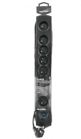 Qoltec 50113 overspændingsbeskytter Sort 8 AC stikkontakt(er) 230 V 1,8 m