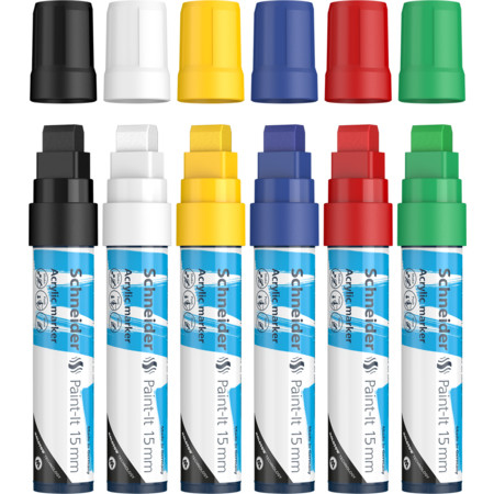 Schneider Schreibgeräte Paint-It märkpennor 6 styck Trubbig Svart, Blå, Grön, Röd, Vit, Gul