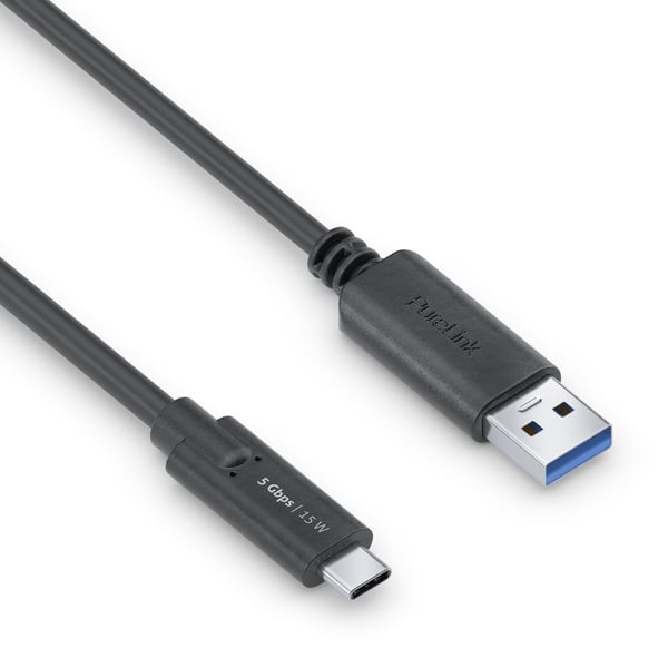 PureLink IS2601-015 USB-kablar USB 3.2 Gen 1 (3.1 Gen 1) 1,5 m USB A USB C 5 Gbit/s Svart