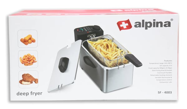 Miniatyrbild 7 av 8: Alpina SF-4003 Single 3,1 l Fristående 2000 W Fritös Svart, Rostfritt stål