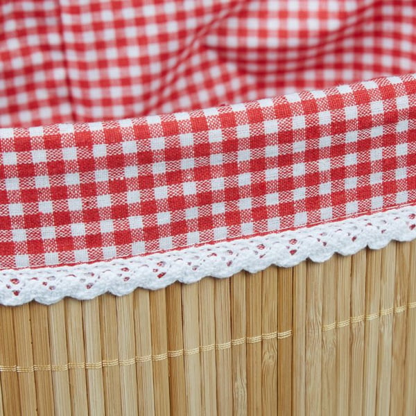Relaxdays 10020573 brödkorg Oval Bamboo, Polyester Självtorkning, Röd, Vit