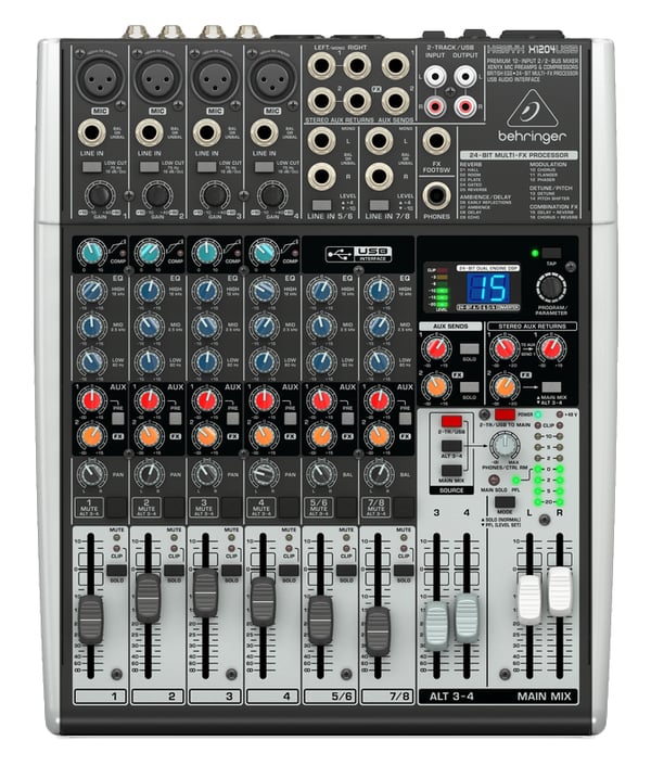 Behringer Xenyx X1204USB audio mixer 12 kanaler Grå