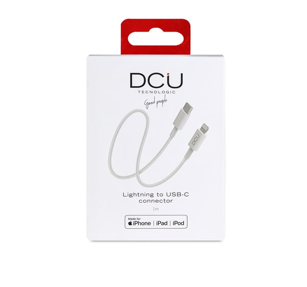 Miniatyrbillede 2 af 3: DCU Advance Tecnologic 34101300 Lightning kabel 1 m Hvid