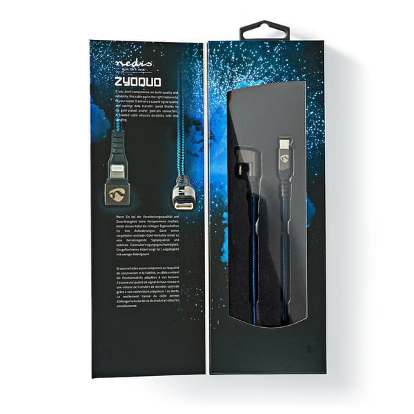 Nedis GCTB39650AL10 Lightning kabel 1 m Sort, Blå