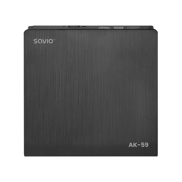 Savio AK-59 External slim CD/DVD Recorder R/RW - USB-C/USB-A black optisk diskdrev DVD±RW Sort
