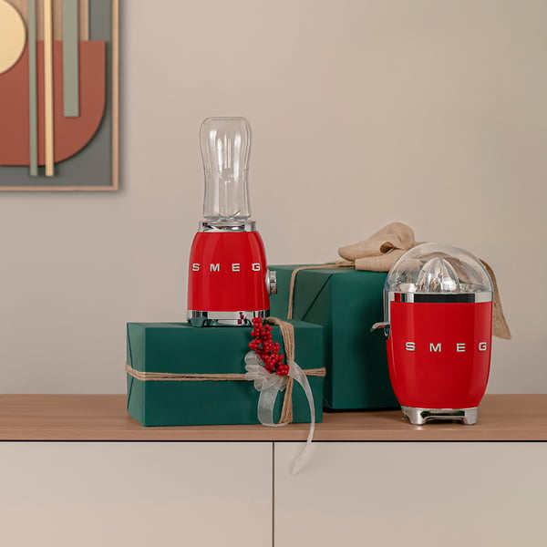 Smeg PBF01RDEU miniblender, 300 W, 2 programmer, 22000 RPM, dobbeltblad i rustfrit stål, rød