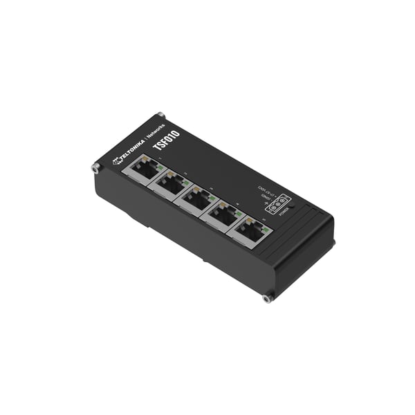 Pikkukuva 2 / 9: Teltonika NETWORKS TSF010 Flat Ethernet Switch Hallitsematon Fast Ethernet (10/100) DIN rail Musta