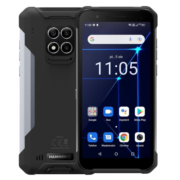Pikkukuva 1 / 7: myPhone Hammer Construction 15,2 cm (6") Kaksois-SIM Android 12 4G USB Type-C 6 GB 128 GB 6000 mAh Musta, Hopea
