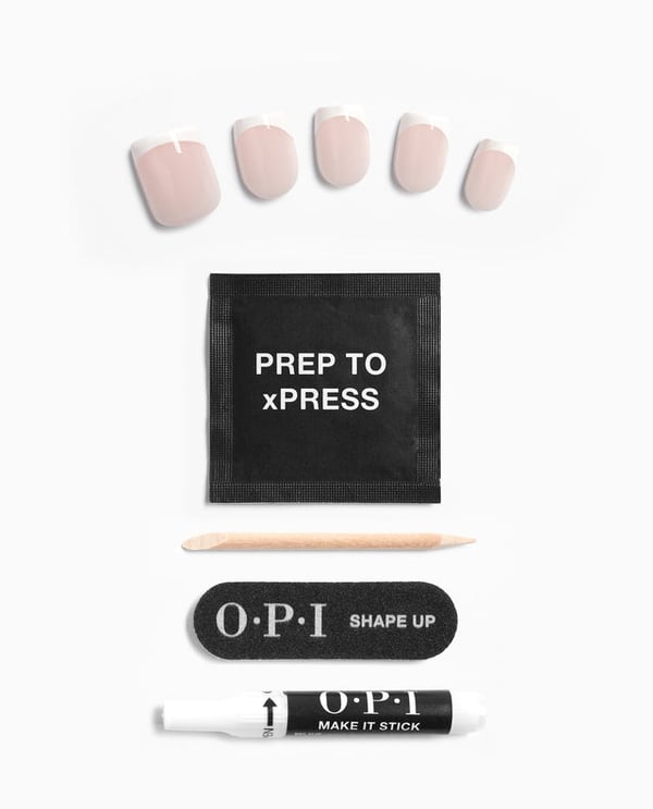OPI xPRESS/ON French Press Press-on Nails Sormenkynnet Vaaleanpunainen, Valkoinen Yksivärinen Kupla