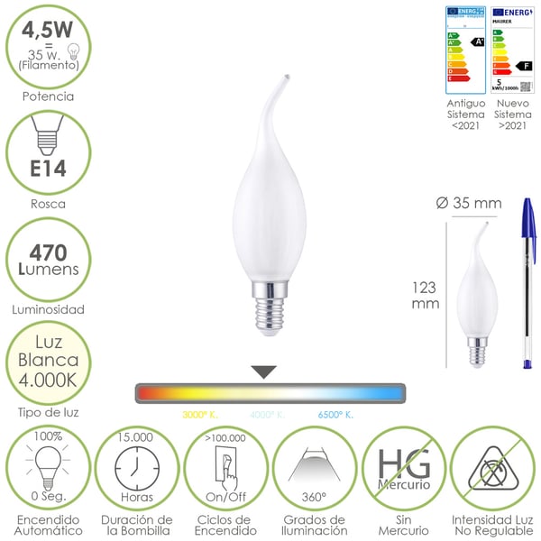 Maurer 19073306 LED-lampor 4000 K 4,5 W E14 Maurer 19073306 LED-lampor 4000 K 4,5 W E14