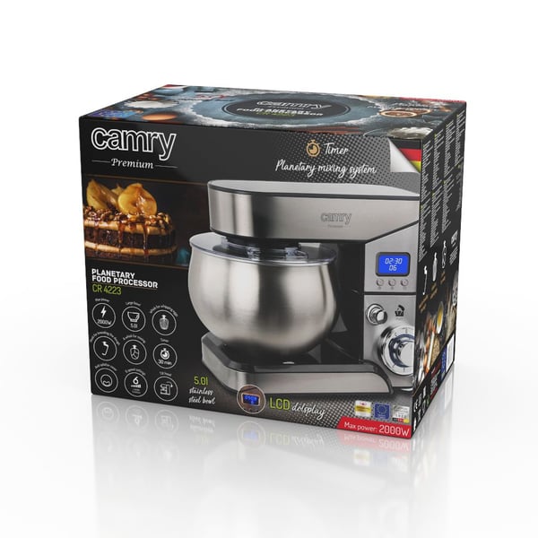 Miniatyrbillede 12 af 17: Camry Premium CR 4223 foodprocessor 2000 W 5 L Sølv