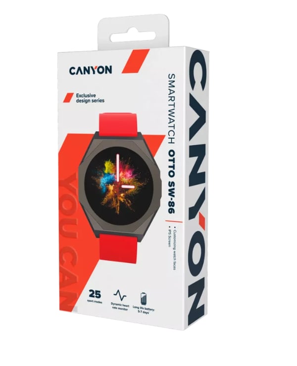 Miniatyrbild 3 av 7: Canyon OTTOSW86RD smartklocka och träningsklocka 42.4 mm Digital Pekskärm Svart