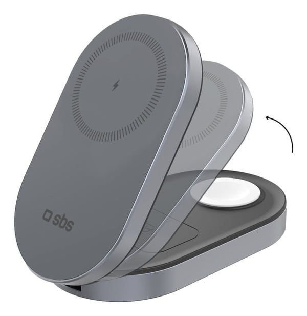 Miniatyrbillede 4 af 4: SBS TEWIRMAGFOLD31QI2MFI oplader til mobil enhed Hovedtelefoner, Smartphone, SmartWatch Grå USB Trådløs opladning Hurtig opladning Indendørs, Udendørs