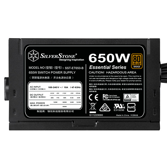 Miniatyrbillede 3 af 5: Silverstone SST-ET650-B v1.4 enhed til strømforsyning 650 W 20+4 pin ATX ATX Sort
