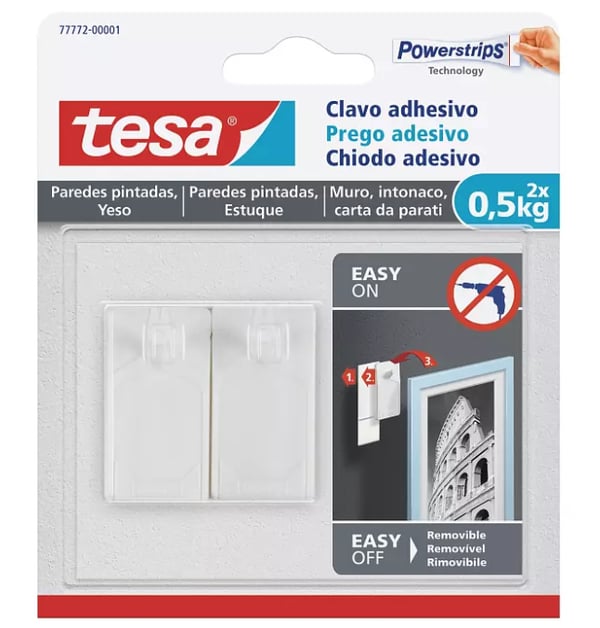 TESA 77772-00001-00 Indendørs Billedkrog Hvid 2 stk