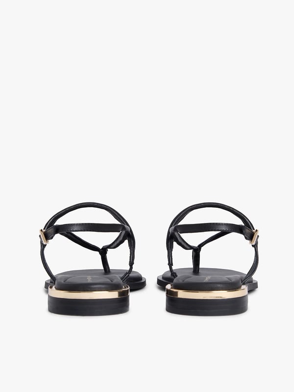Tommy Hilfiger Leather TH Monogram Gold-Tone Heel Sandals Sandaalit Naaras Musta