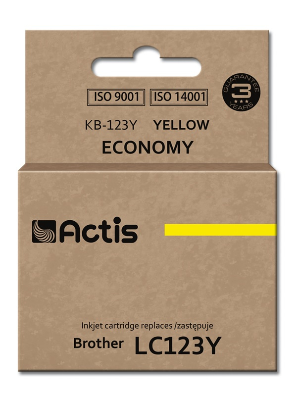 Actis KB-123Y blæk (erstatning Brother LC123Y/LC121Y; Standard; 10 ml; gul)
